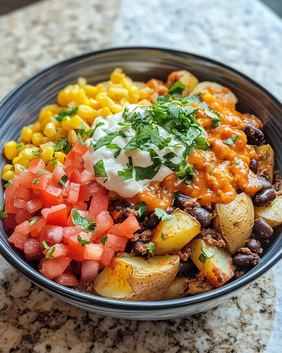 Final dish - Savor the Flavor Explosion with Loaded Fiesta Potato Bowls