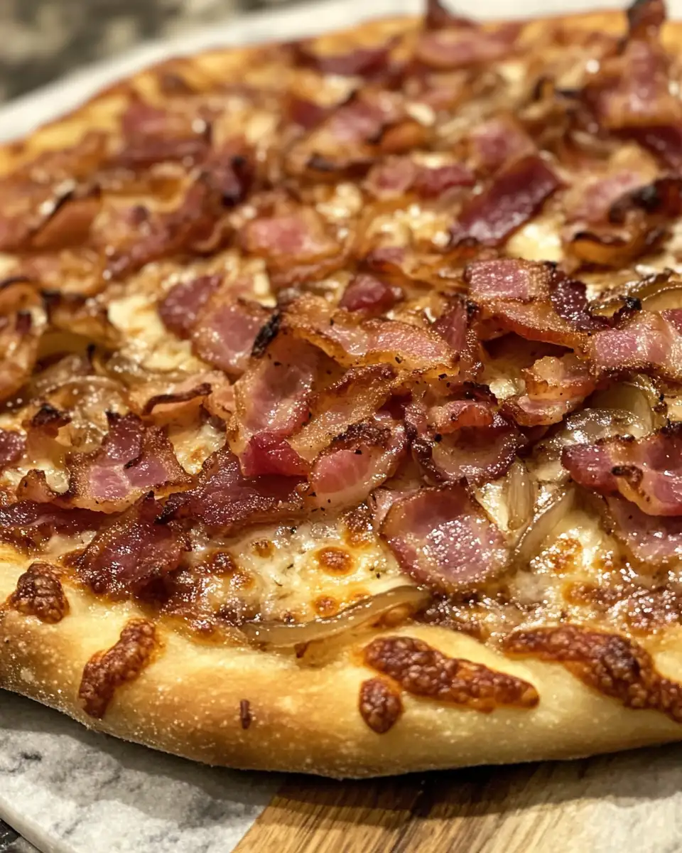 Final dish - Savor the Sweet and Savory Symphony of Maple Bacon and Caramelized Onion Pizza