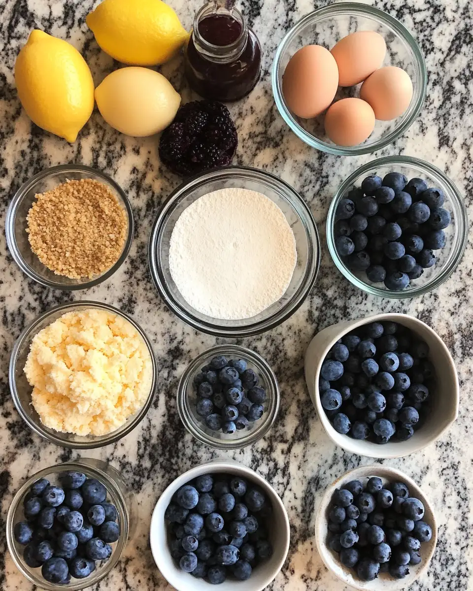 Ingredients for Bite-Sized Bliss: Irresistible Mini Blueberry Cheesecakes