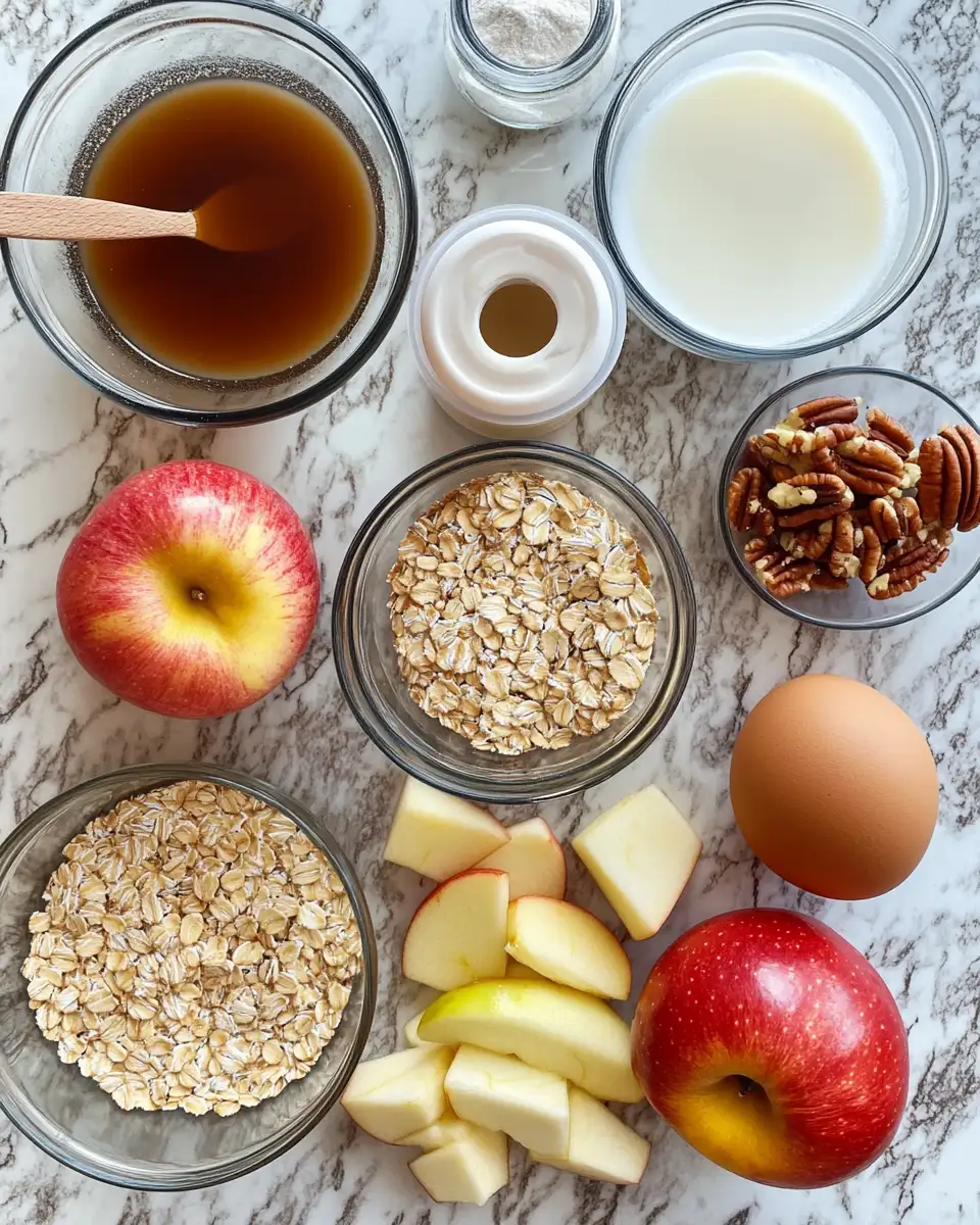 Ingredients for Rise and Shine with a Deliciously Cozy Oatmeal Apple Breakfast Bake