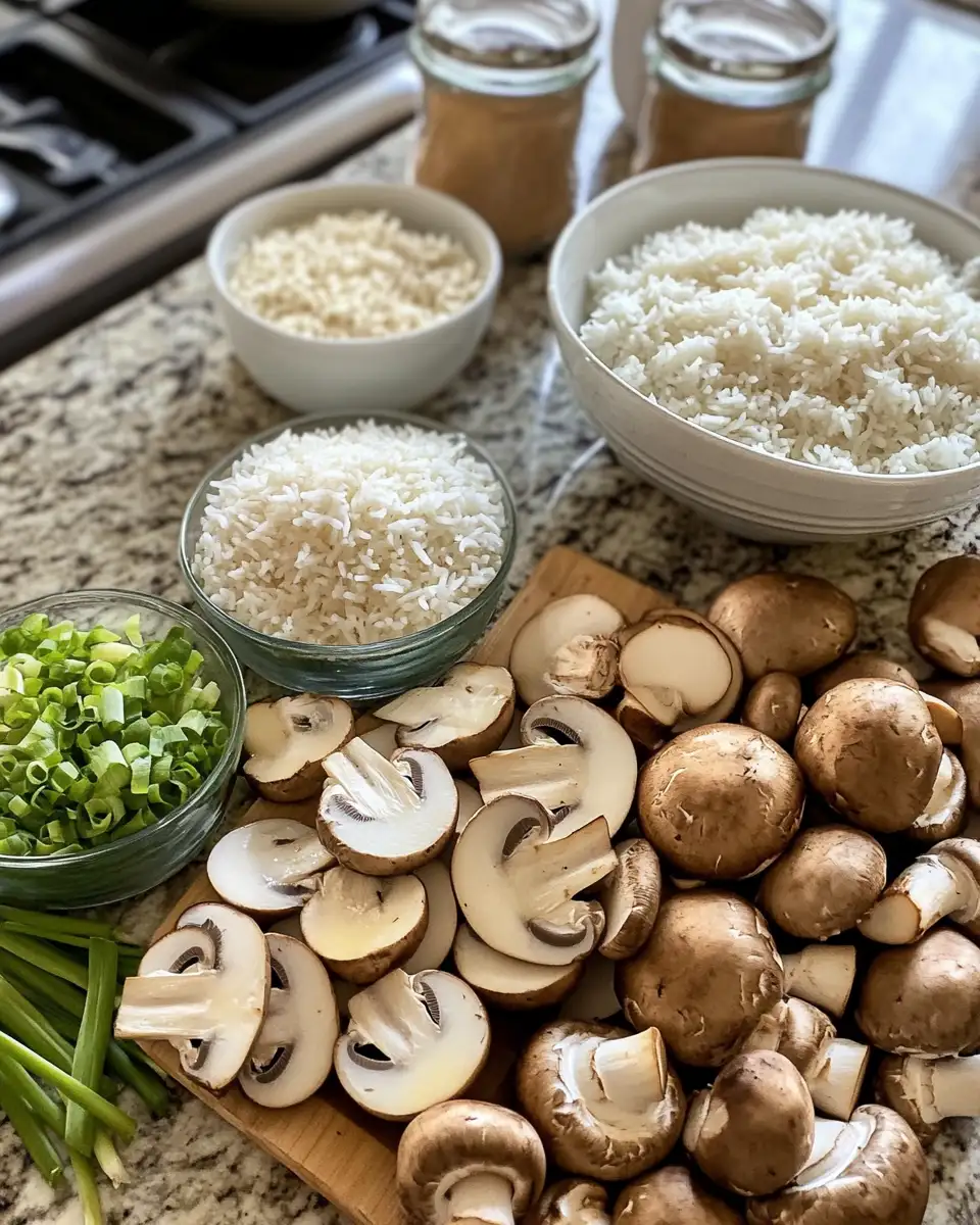 Ingredients for Savory Simplicity: One-Pot Soy Sauce Mushroom Rice Delight