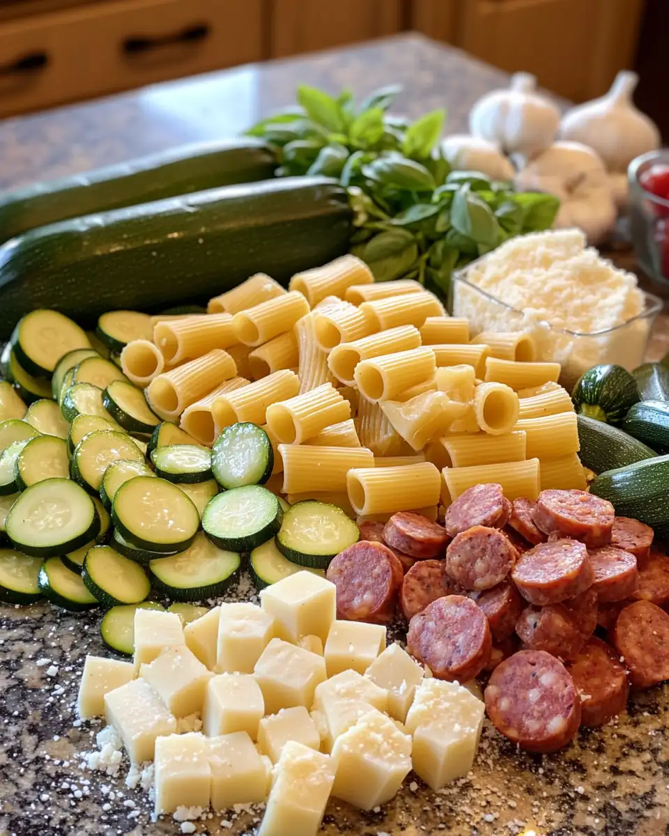 Ingredients for Savor the Flavor: Rigatoni with Sausage and Zucchini Delight
