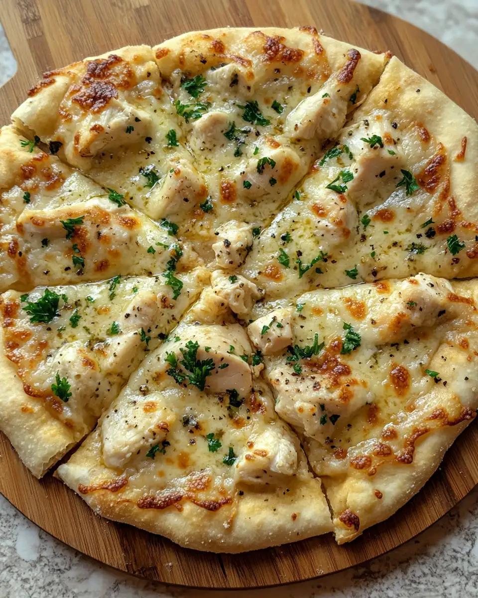 Final dish - Savor the Flavor: Roasted Garlic White Chicken Pizza Delight