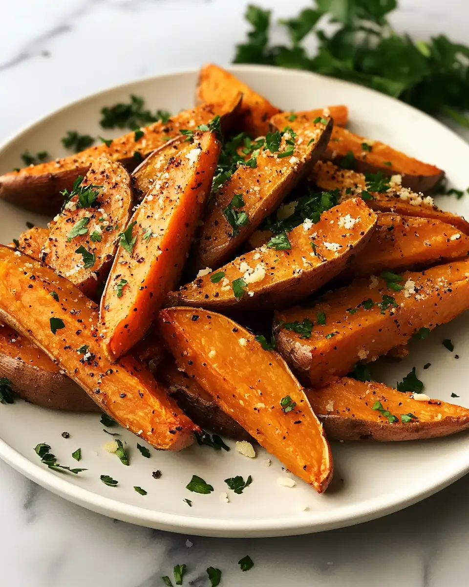 Final dish - Savory Bliss: Roasted Sweet Potatoes with Garlic and Parmesan