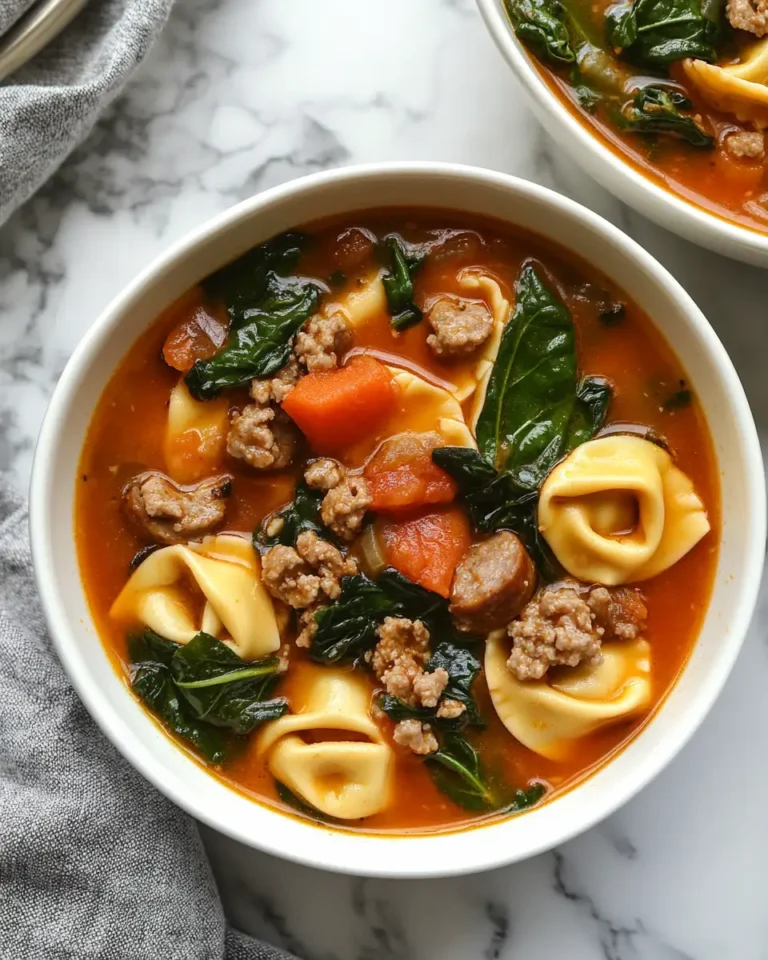Cozy Up with a Bowl of Sausage Tortellini Soup with Spinach - Featured Image