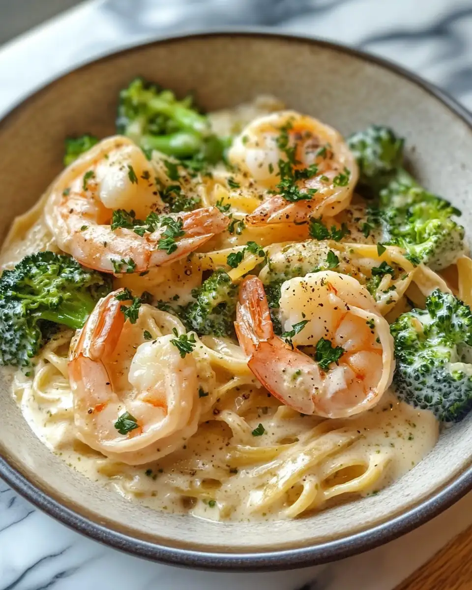 Final dish - Creamy Shrimp and Broccoli Alfredo: A Seafood Lover's Dream