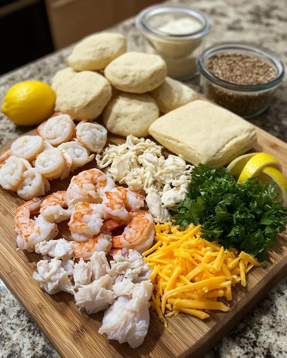 Ingredients for Irresistible Shrimp & Crab Biscuit Melts: A Seafood Lover's Dream