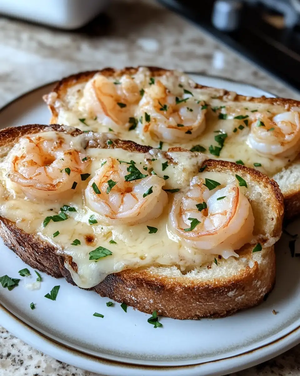 Final dish - Shrimp Grilled Cheese on Garlic Bread: A Decadent Twist on a Classic Favorite
