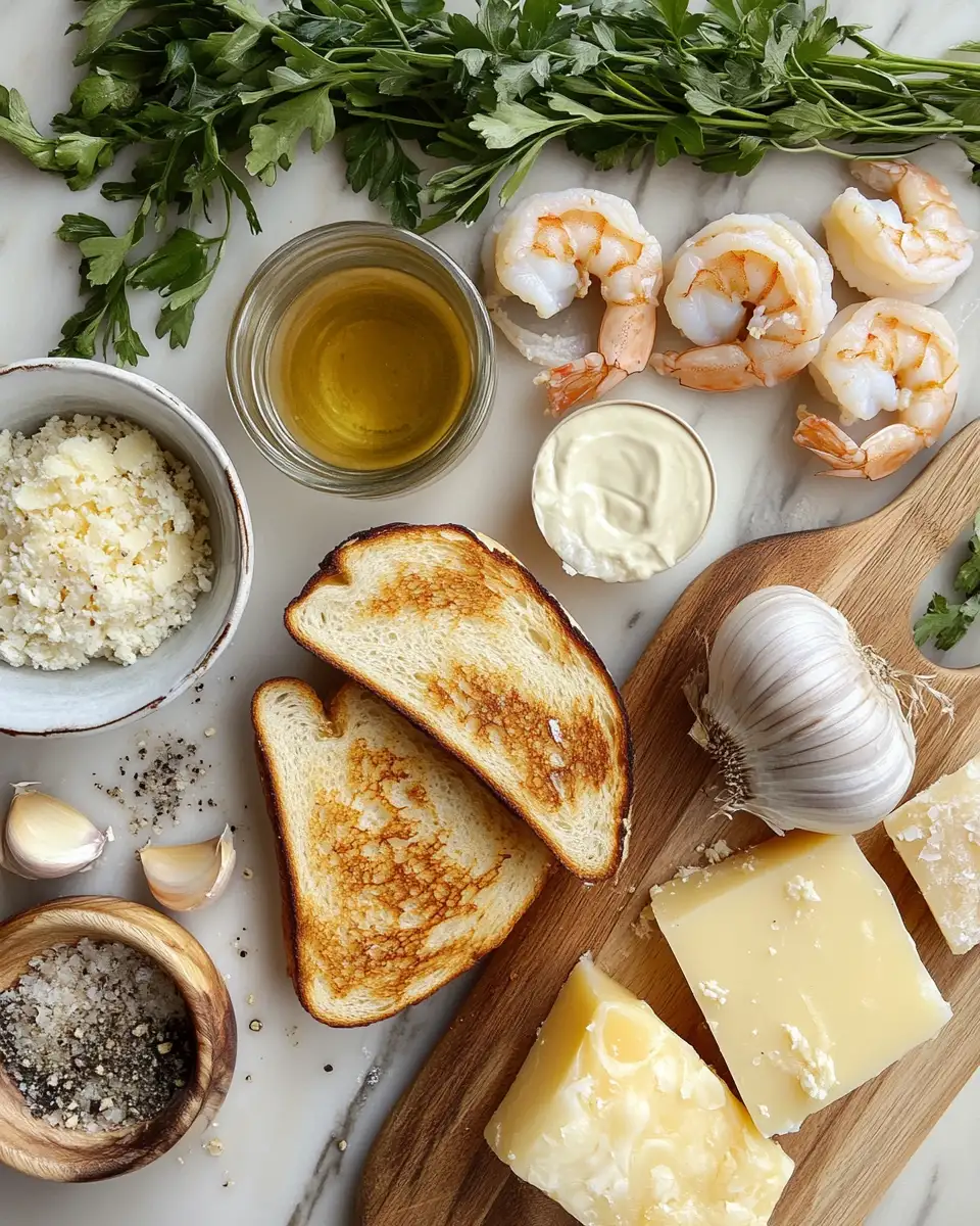Ingredients for Shrimp Grilled Cheese on Garlic Bread: A Decadent Twist on a Classic Favorite