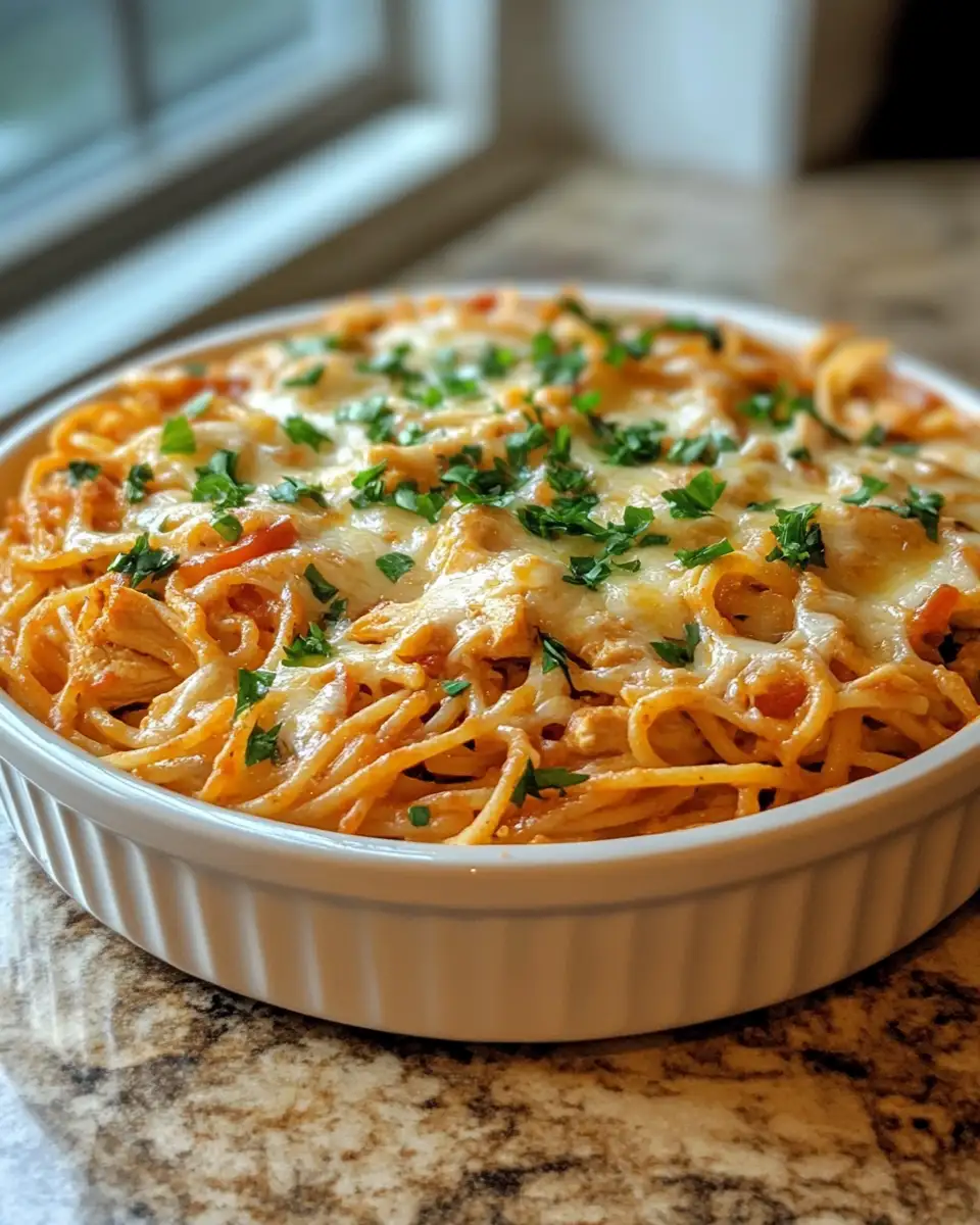 Final dish - Savor the Heat with Our Spicy Southern Chicken Spaghetti Casserole