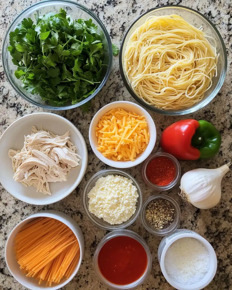 Ingredients for Savor the Heat with Our Spicy Southern Chicken Spaghetti Casserole