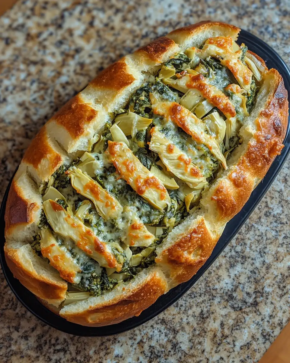 Final dish - Irresistible Spinach and Artichoke Stuffed Bread Delight