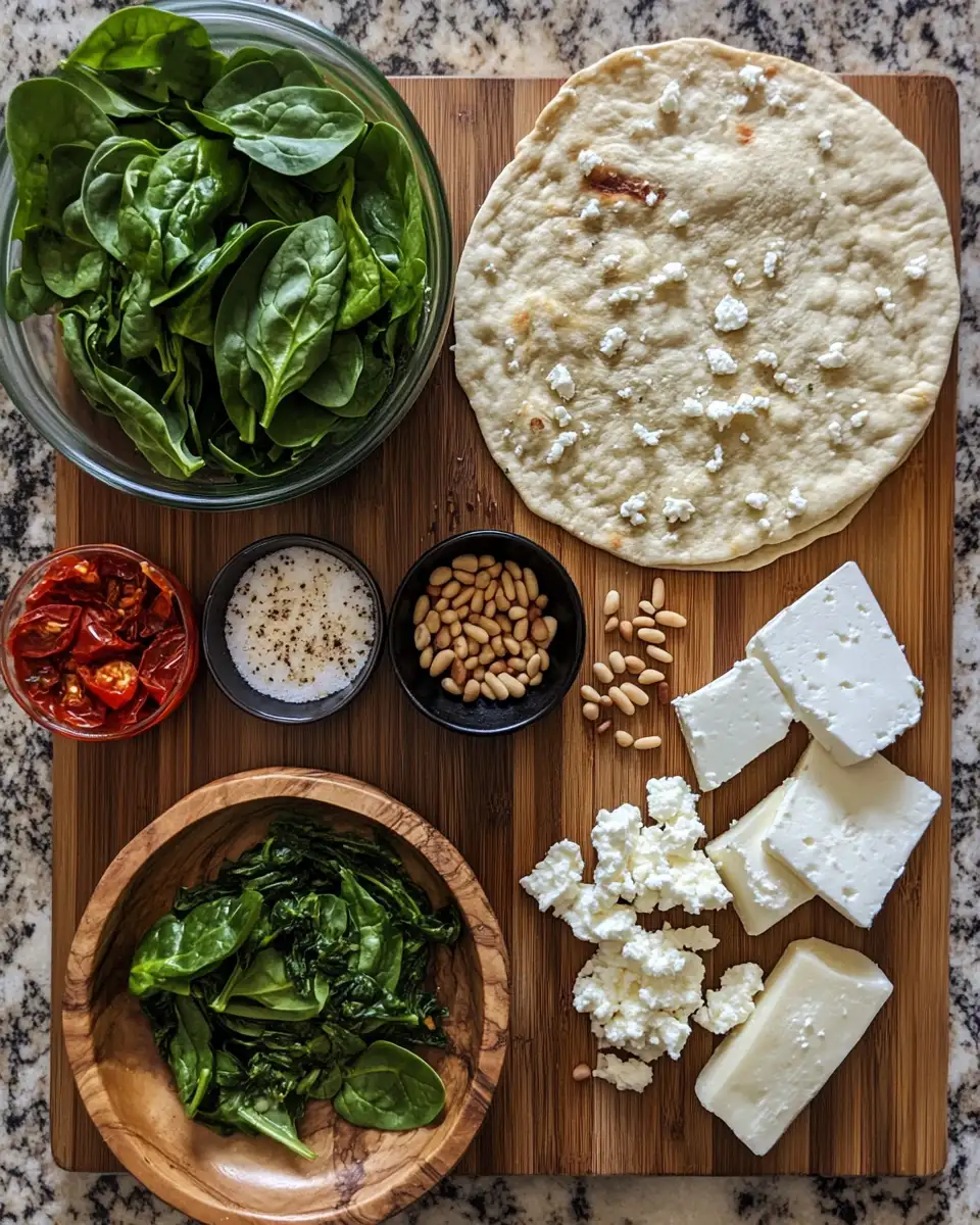 Ingredients for Elevate Your Pizza Night with Spinach and Feta Flatbread Delight