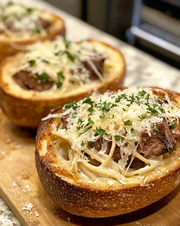 Savor the Flavor: Steak Alfredo Garlic Bread Bowls Delight - Featured Image