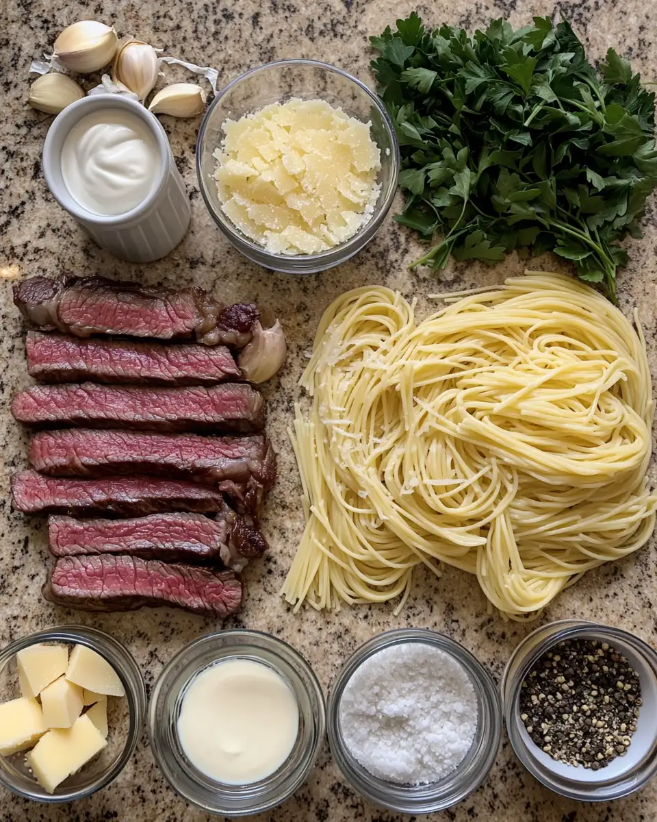 Ingredients for Sizzling Steak Pasta: A Match Made in Culinary Heaven