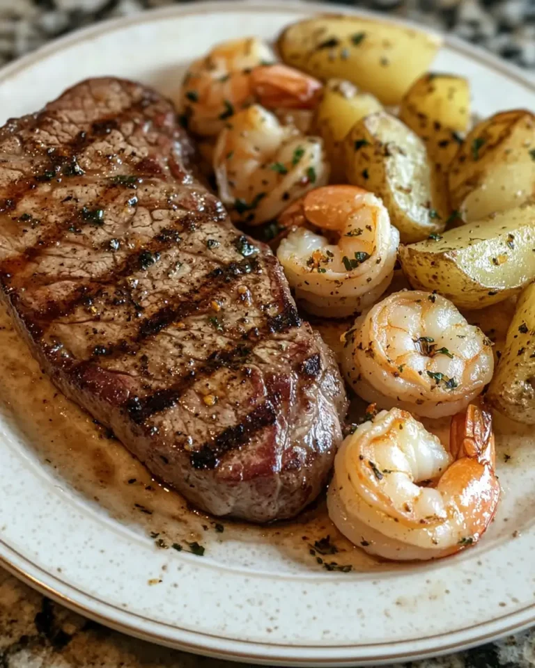 Surf and Turf Delight: Steak with Shrimp and Garlic Butter Potatoes - Featured Image