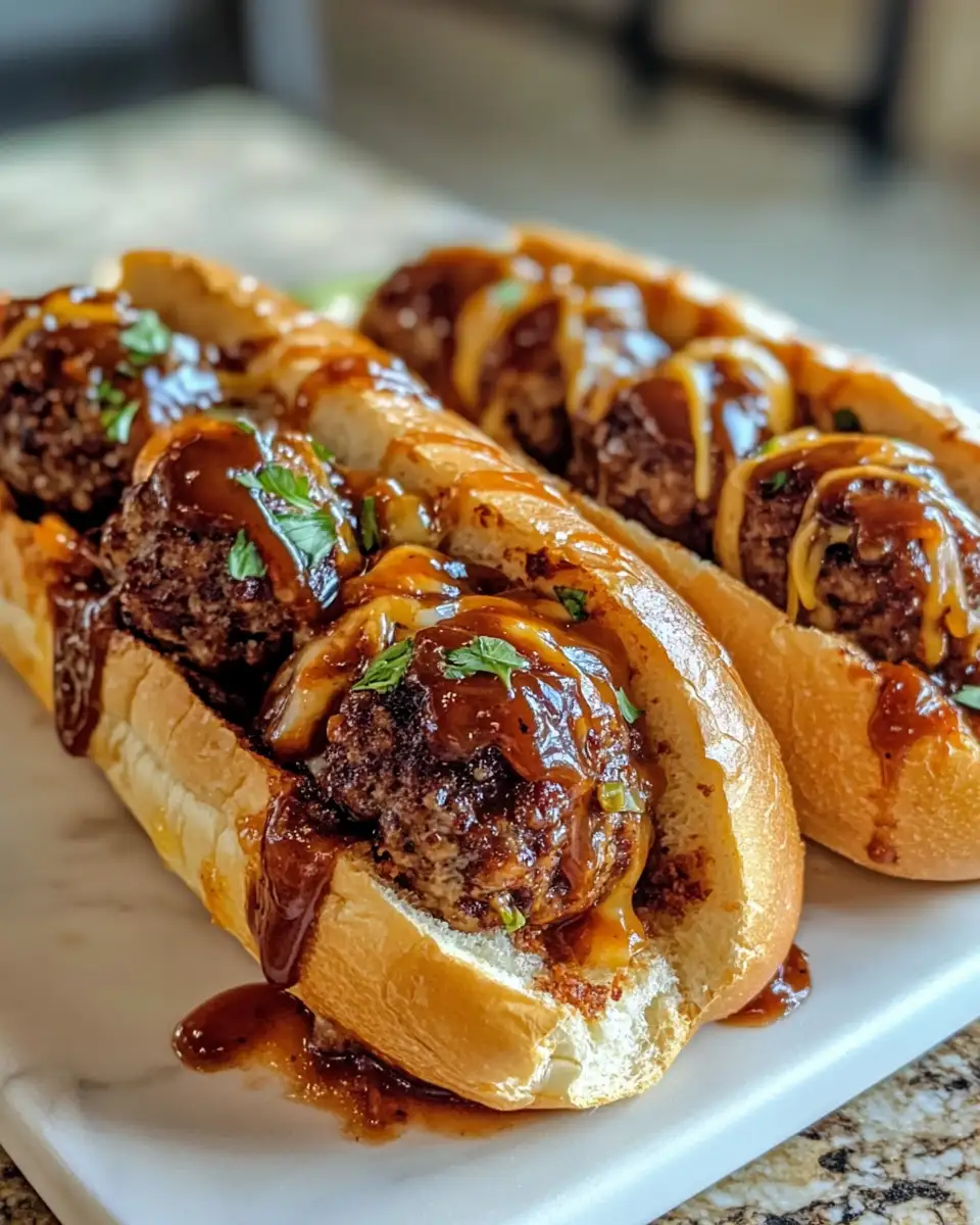 Final dish - Mouthwatering Sticky BBQ Cheeseburger Meatball Subs You Need to Try