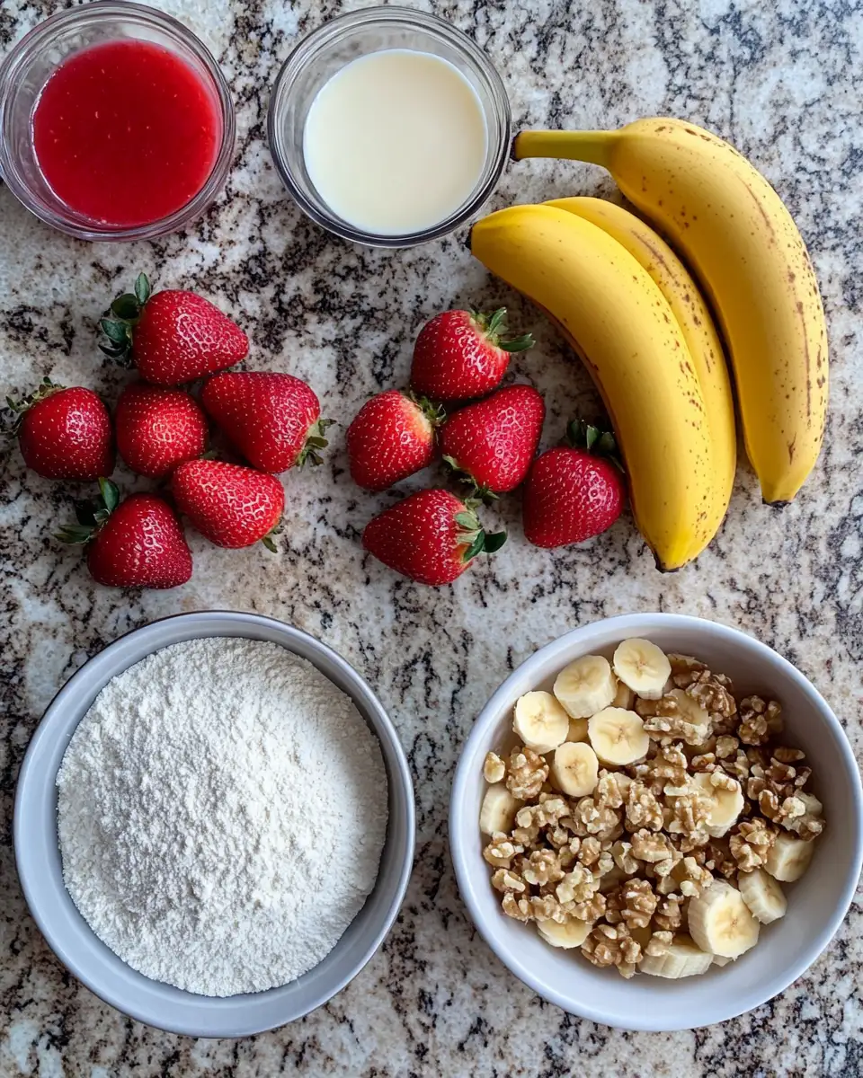 Ingredients for Irresistible Strawberry Banana Bread Bliss