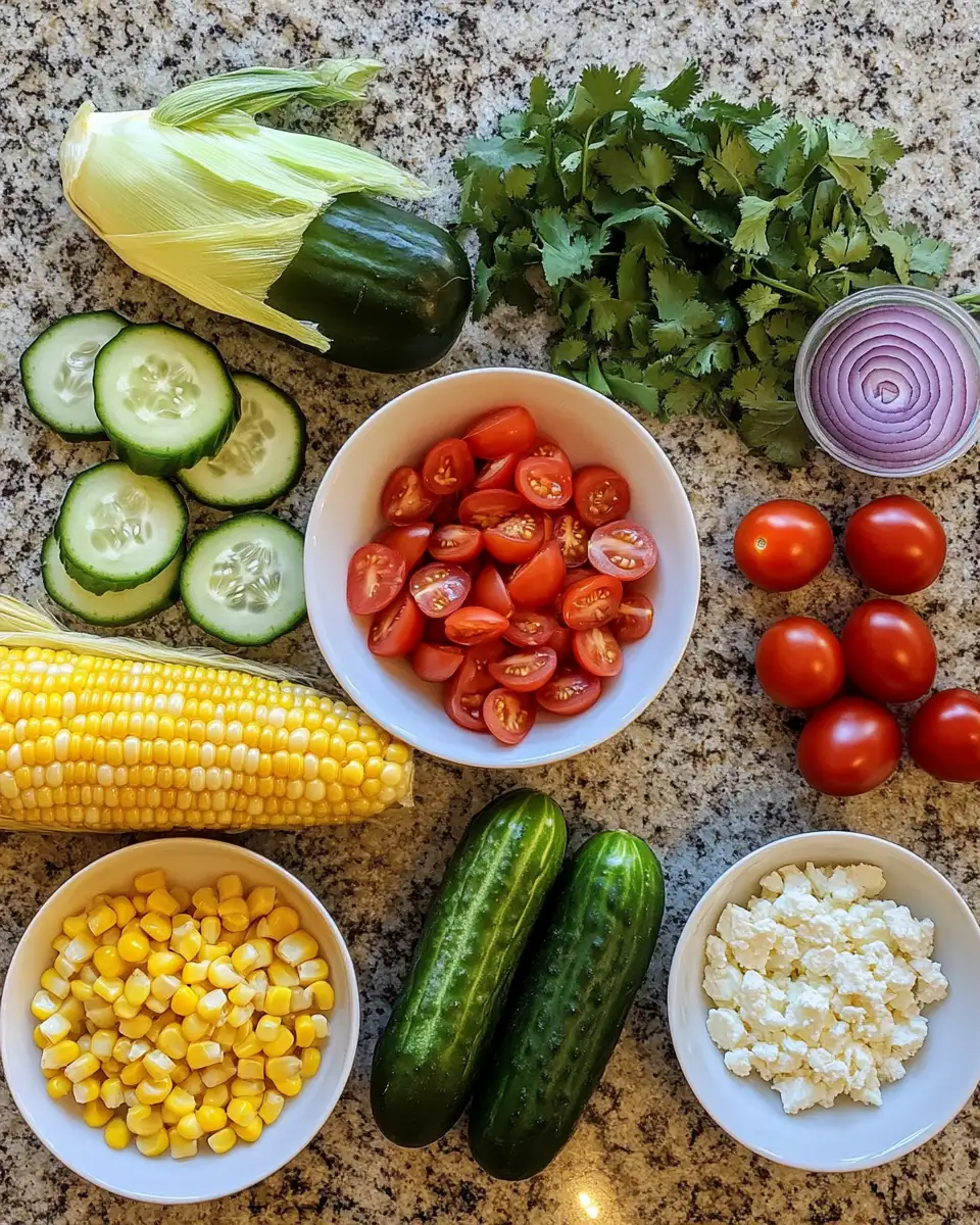 Ingredients for Street Corn Creamy Cucumber Salad: A Flavorful Fusion Fiesta