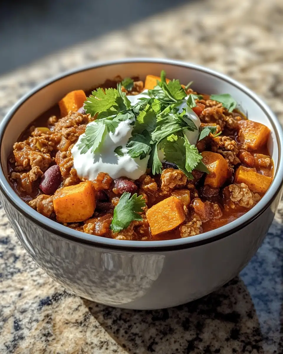Final dish - Cozy Up with Our Flavor-Packed Sweet Potato Turkey Chili