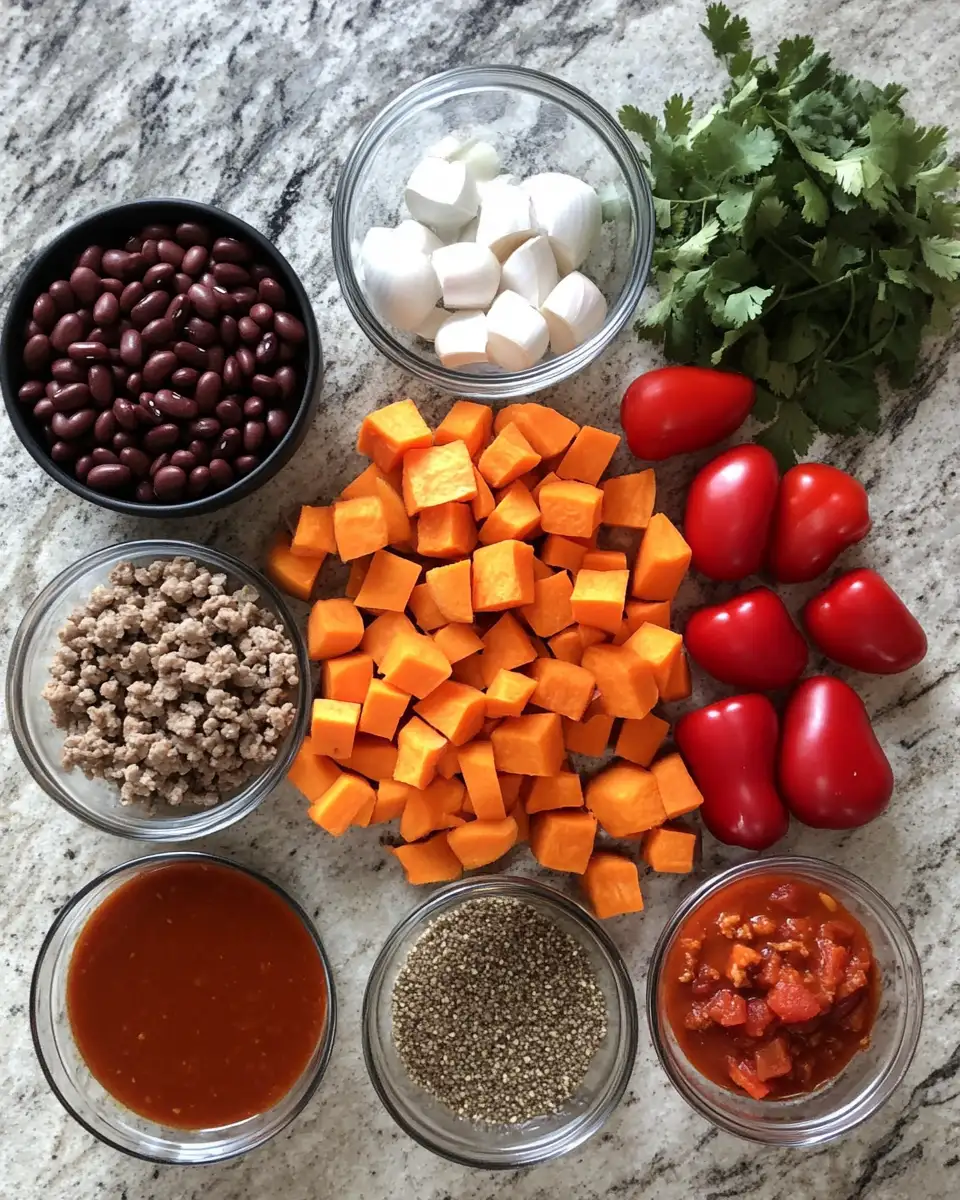 Ingredients for Cozy Up with Our Flavor-Packed Sweet Potato Turkey Chili