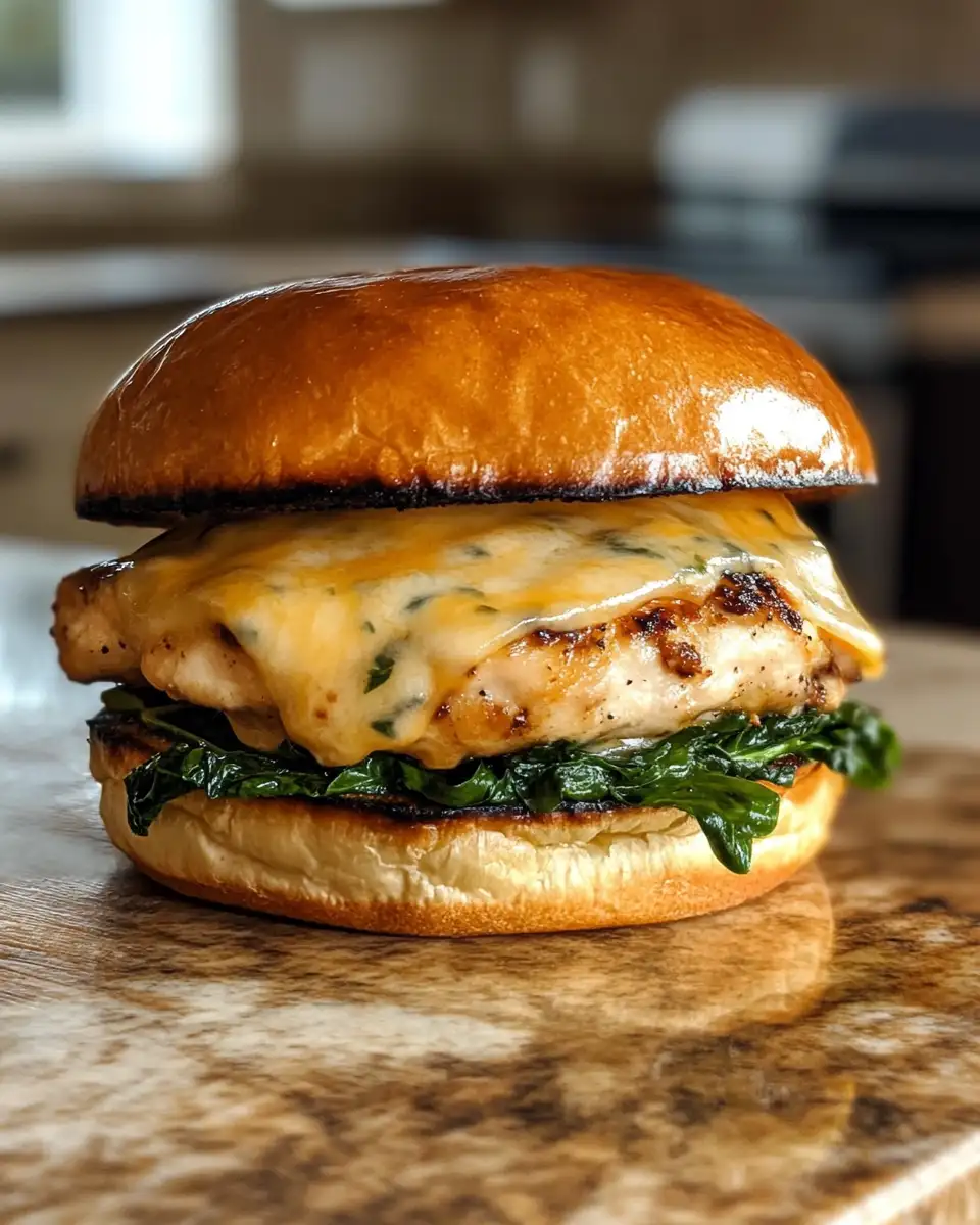 Final dish - Savor the Flavor: White Cheddar and Spinach Chicken Burgers That Wow