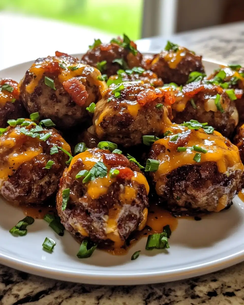 Final dish - Bourbon Bacon Cheeseburger Meatballs: A Flavor Explosion in Every Bite