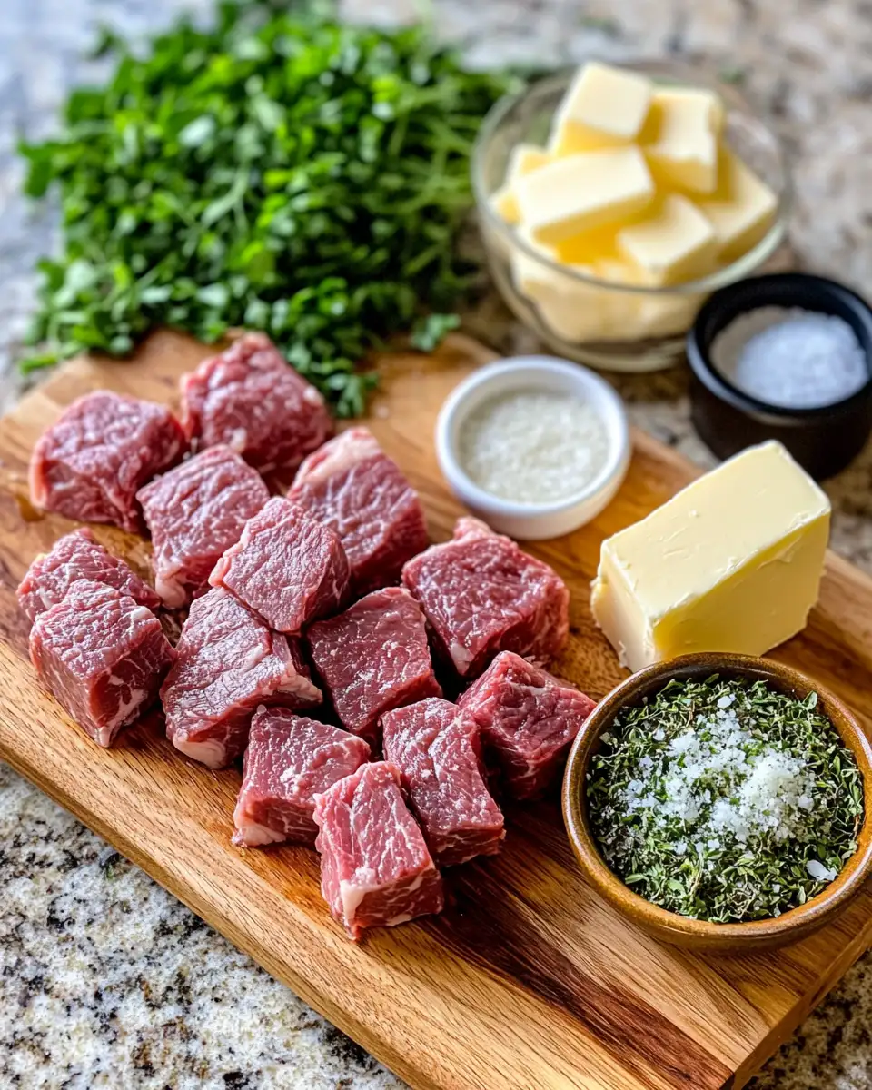 Ingredients for Sizzle and Savory: Butter Steak Bites with Parmesan Perfection