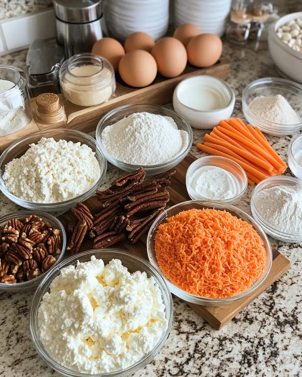 Ingredients for Decadent Duo: Carrot Cake Cheesecake Delight