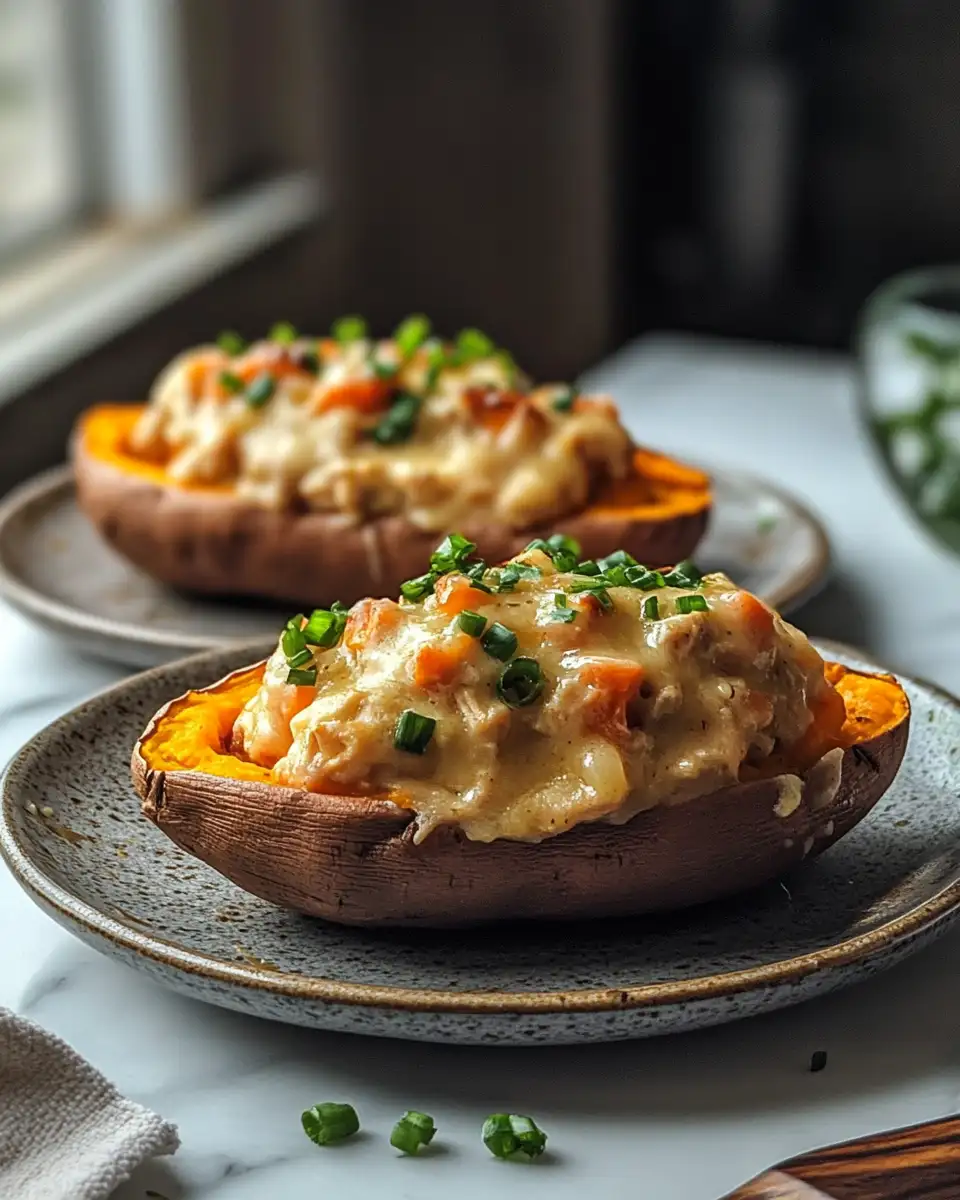 Final dish - Unleash Comfort: Chicken Pot Pie Stuffed Sweet Potatoes