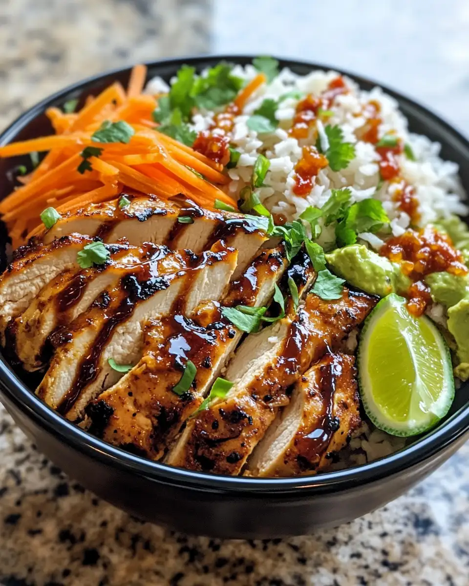 Final dish - Spice Up Your Dinner with a Chili Chicken Bowl and Coconut Lime Drizzle
