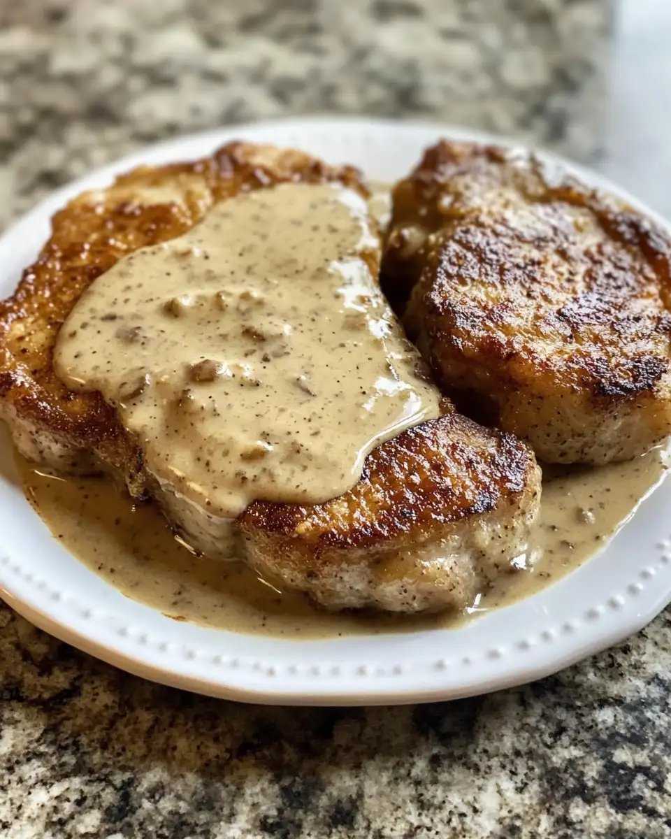 Final dish - Savor the Southern Comfort of Country Fried Pork Chops with Bacon Gravy