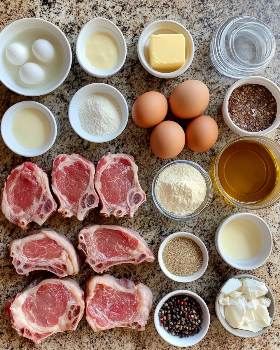 Ingredients for Savor the Southern Comfort of Country Fried Pork Chops with Bacon Gravy