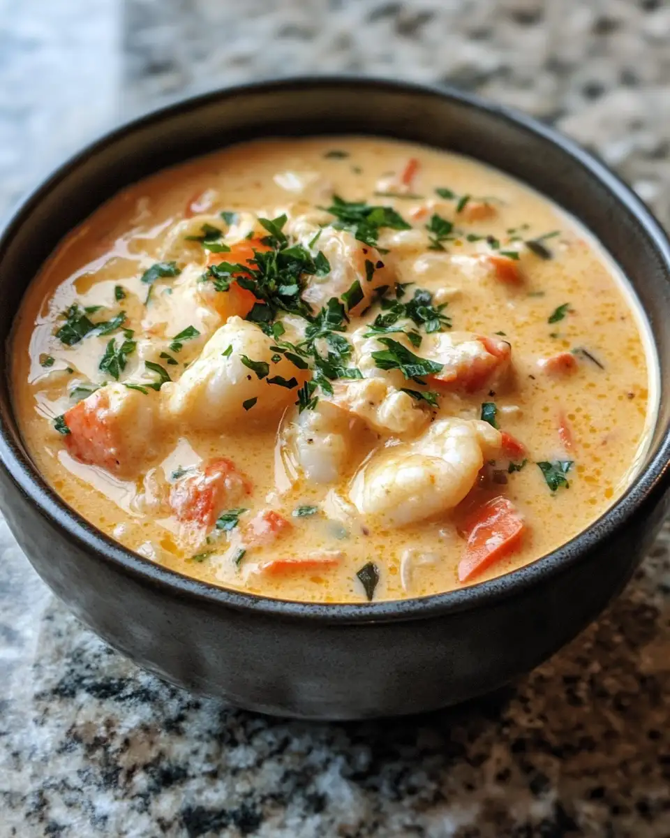 Final dish - Decadent Delights: Dive into Our Creamy Crab and Shrimp Seafood Bisque