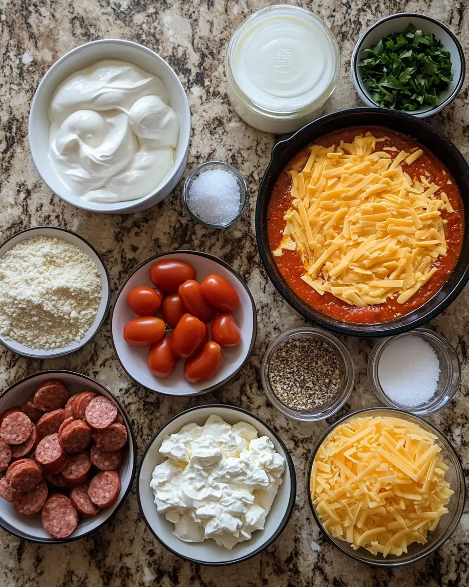 Ingredients for Indulge in the Ultimate Creamy and Spicy Italian Sausage Dip Sensation