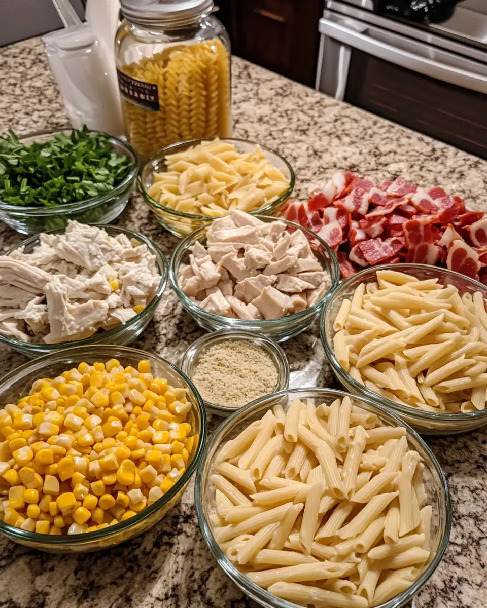 Ingredients for Indulge in Decadence: Creamy Chicken and Corn Pasta with Bacon