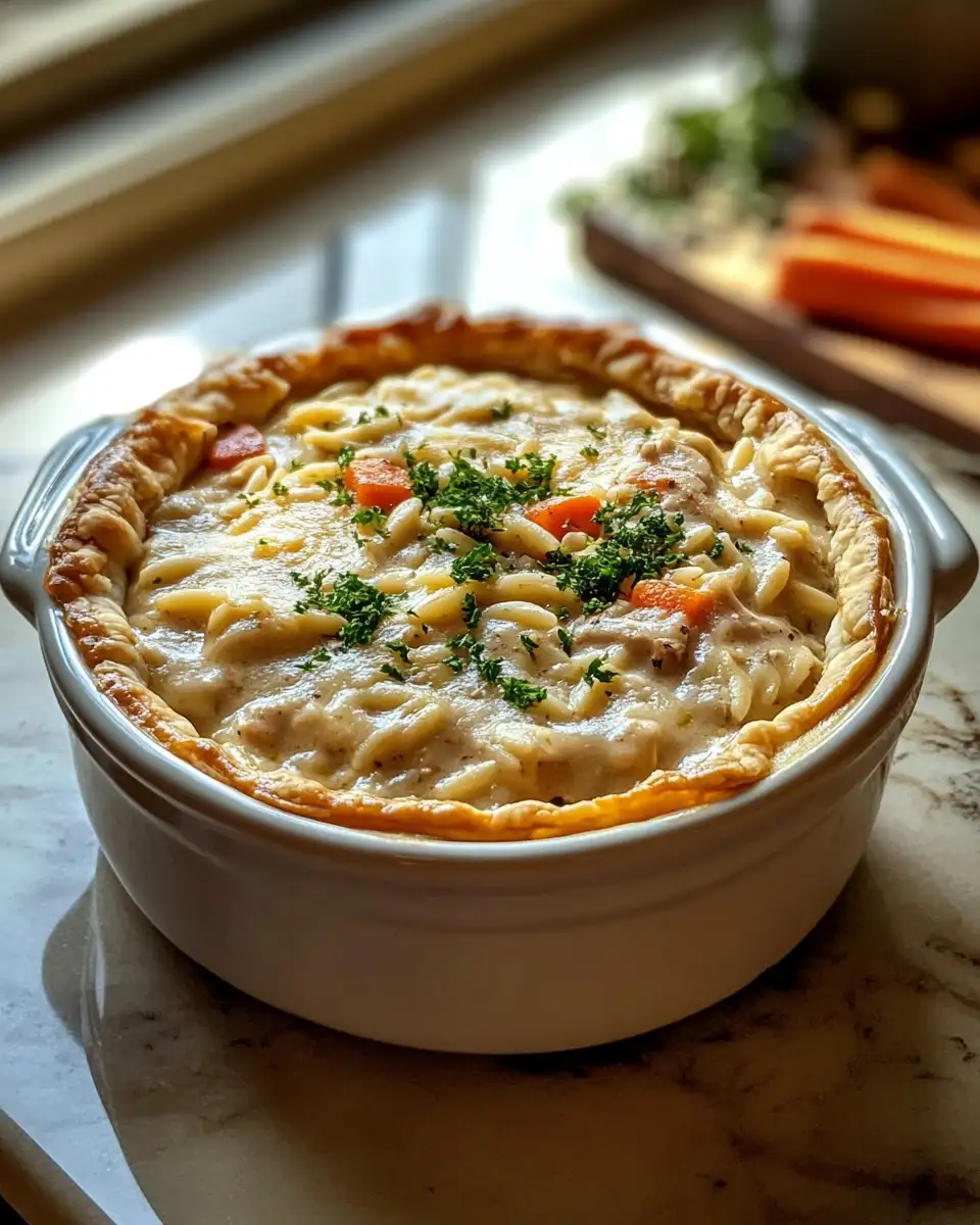 Final dish - Cozy Up with Creamy Chicken Pot Pie Orzo Delight