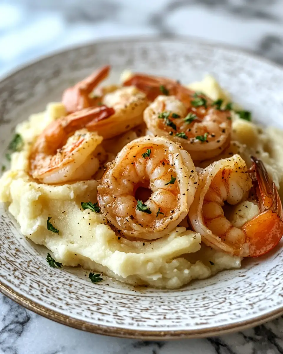 Final dish - Decadent Creamy Garlic Shrimp Meets Fluffy Mashed Potatoes