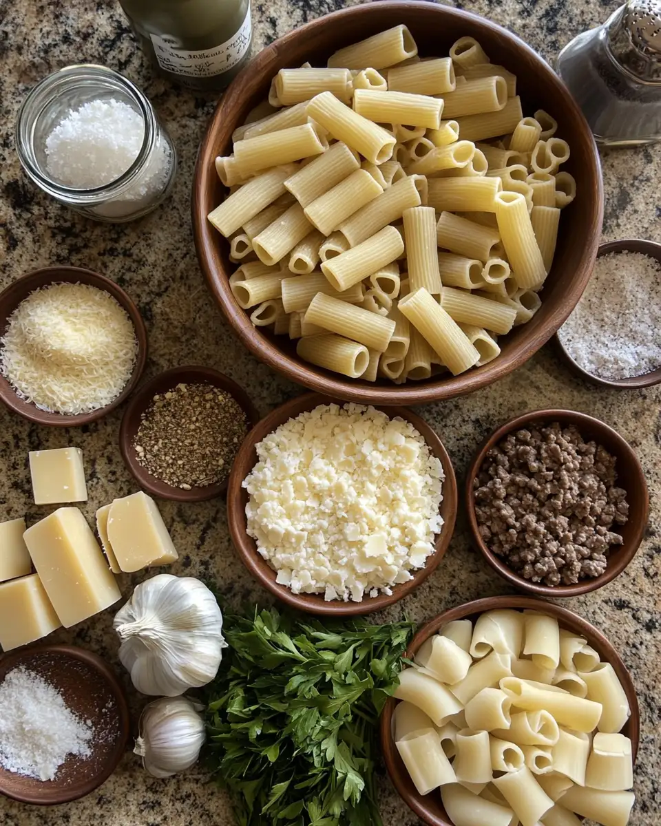 Ingredients for Indulge in the Ultimate Comfort: Creamy Parmesan Beef Rigatoni Delight