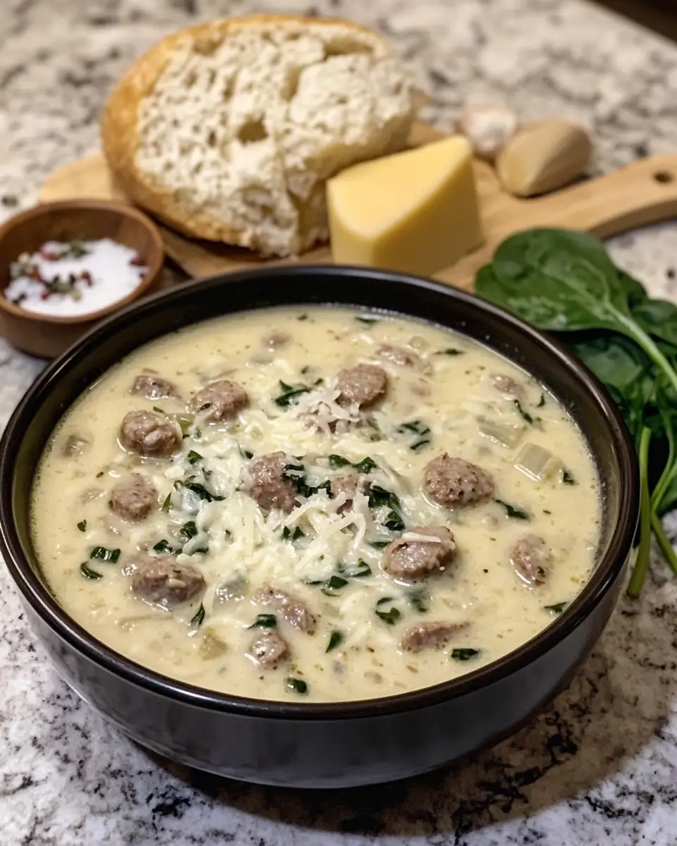 Ingredients for Ultimate Comfort: Creamy Parmesan Italian Sausage Soup Delight