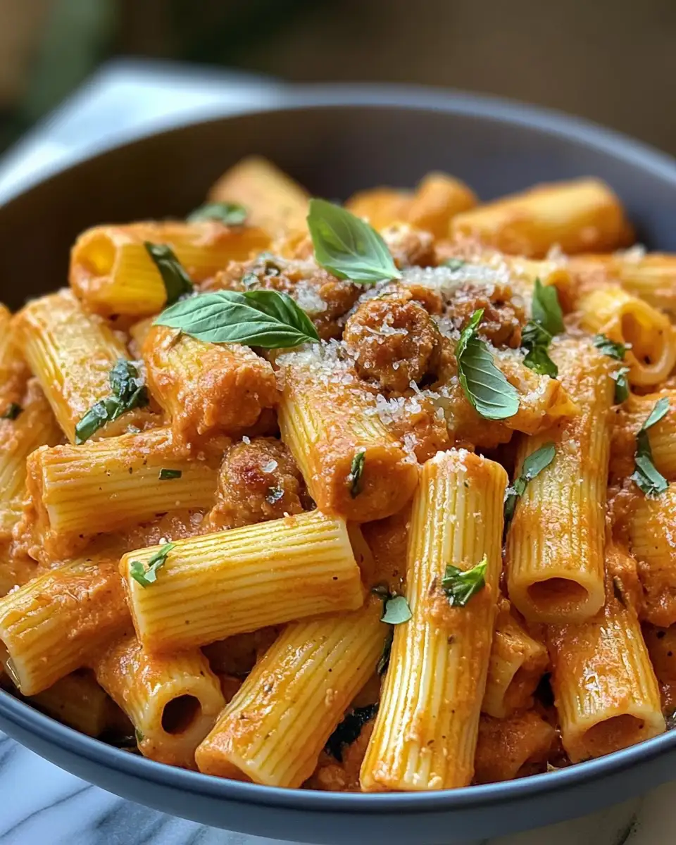 Final dish - Indulge in Comfort: Creamy Sausage Rigatoni Bliss
