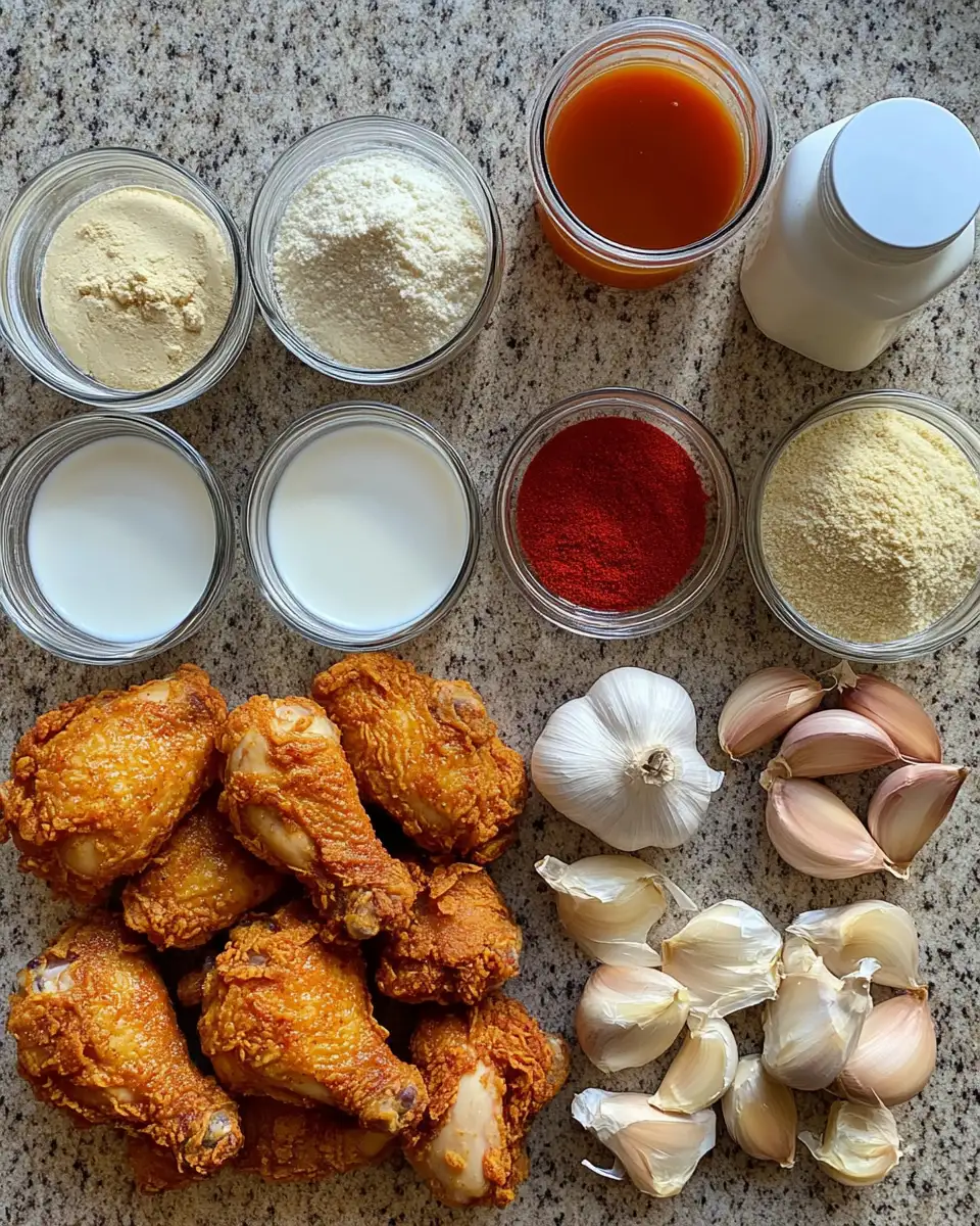 Ingredients for Ultimate Crispy Spicy Buttermilk Fried Chicken Delight