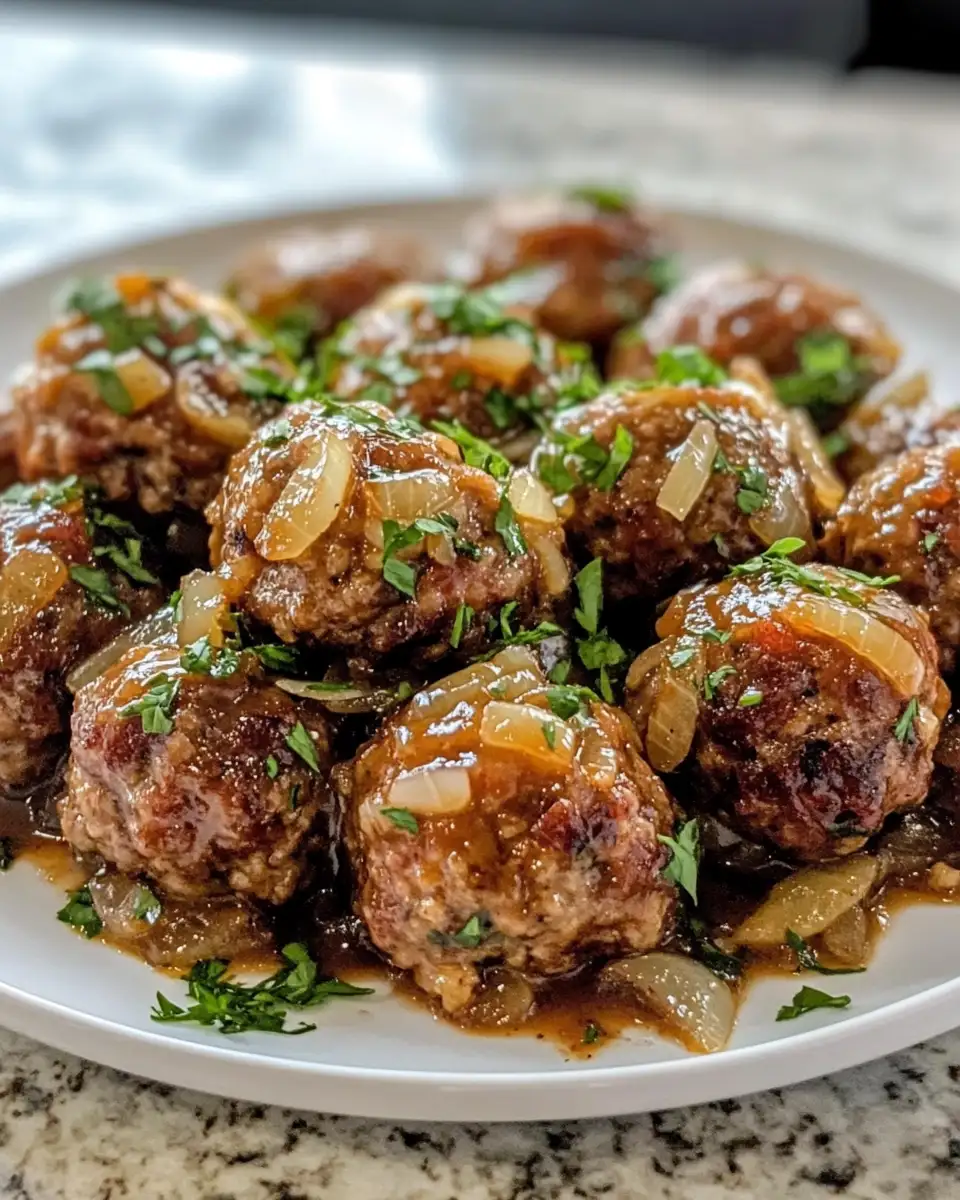 Final dish - Hearty Crockpot French Onion Meatballs for Effortless Gourmet Dining