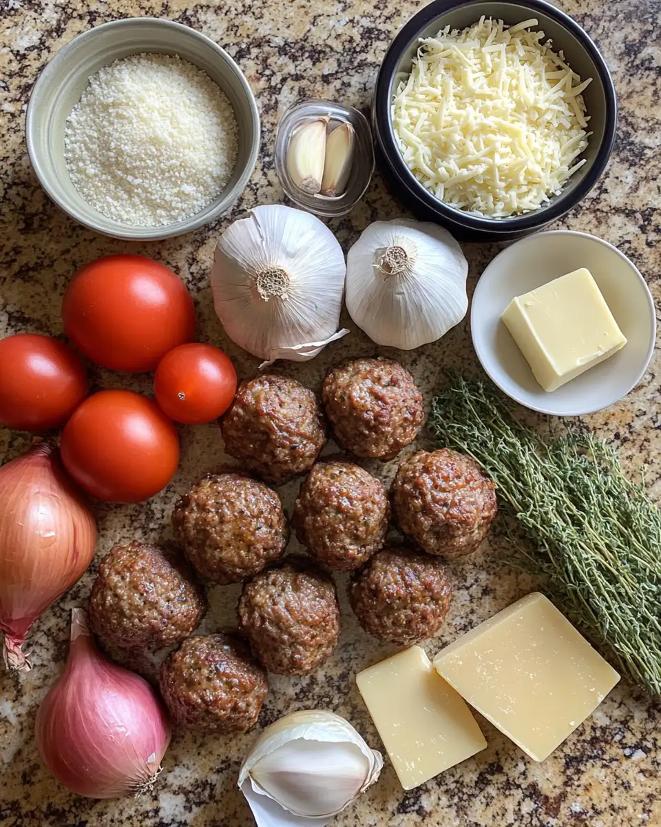 Ingredients for Hearty Crockpot French Onion Meatballs for Effortless Gourmet Dining