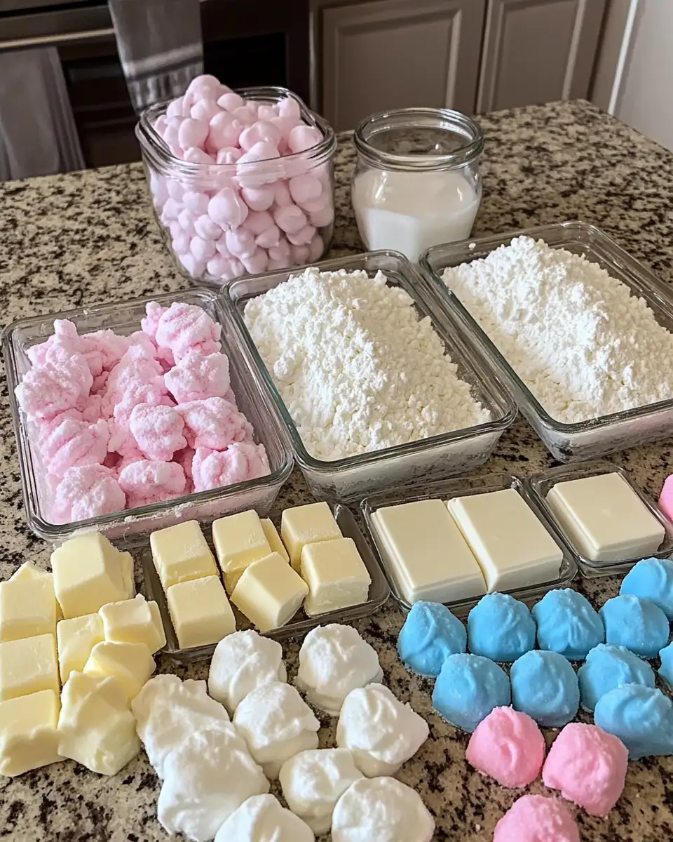 Ingredients for Whip Up Sweet Dreams with Fluffy Cotton Candy Fudge
