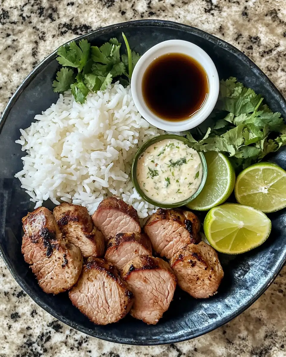 Ingredients for Zesty Ginger Lime Pork Meets Luscious Creamy Coconut Rice