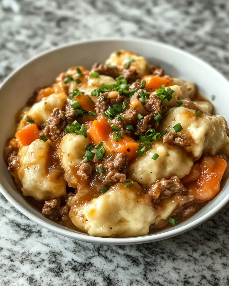 Final dish - Hearty Comfort: Ground Beef and Dumplings Delight