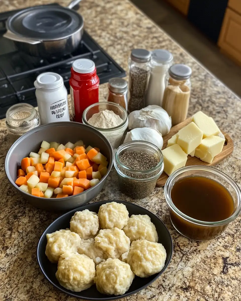 Ingredients for Hearty Comfort: Ground Beef and Dumplings Delight