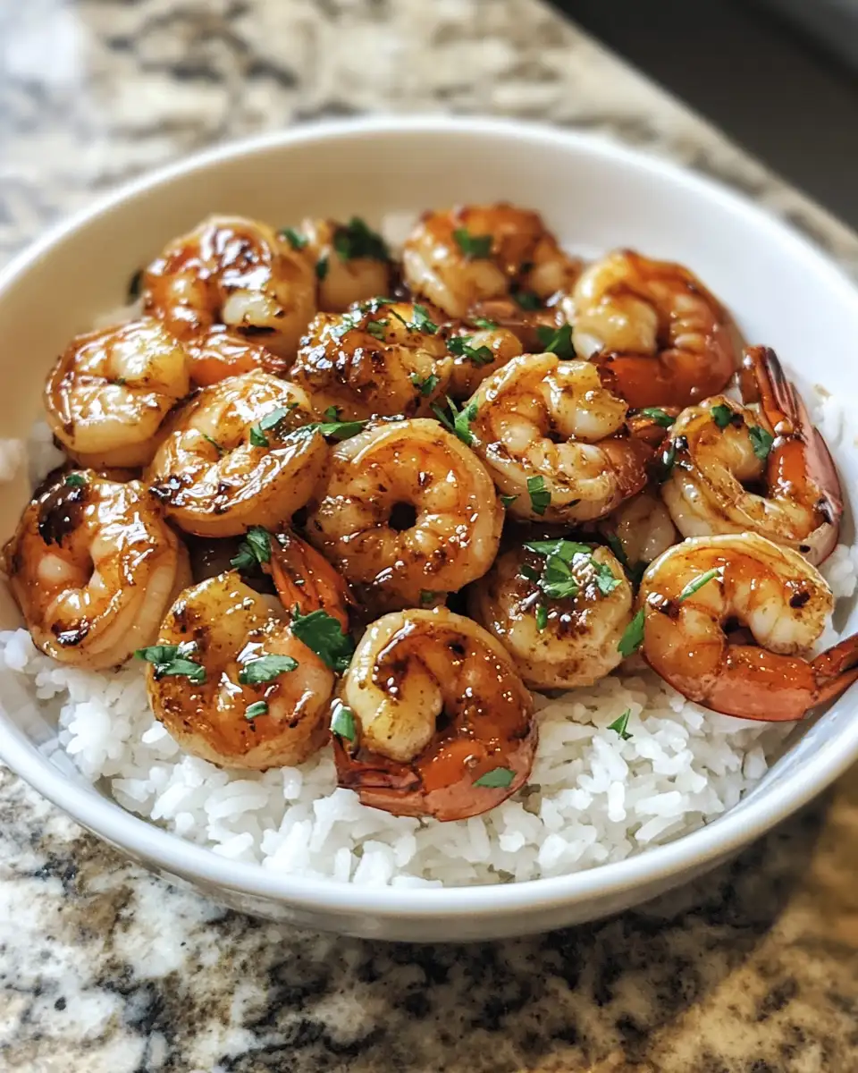 Final dish - Savor the Sweet and Savory Delight of Honey Garlic Shrimp Bowls