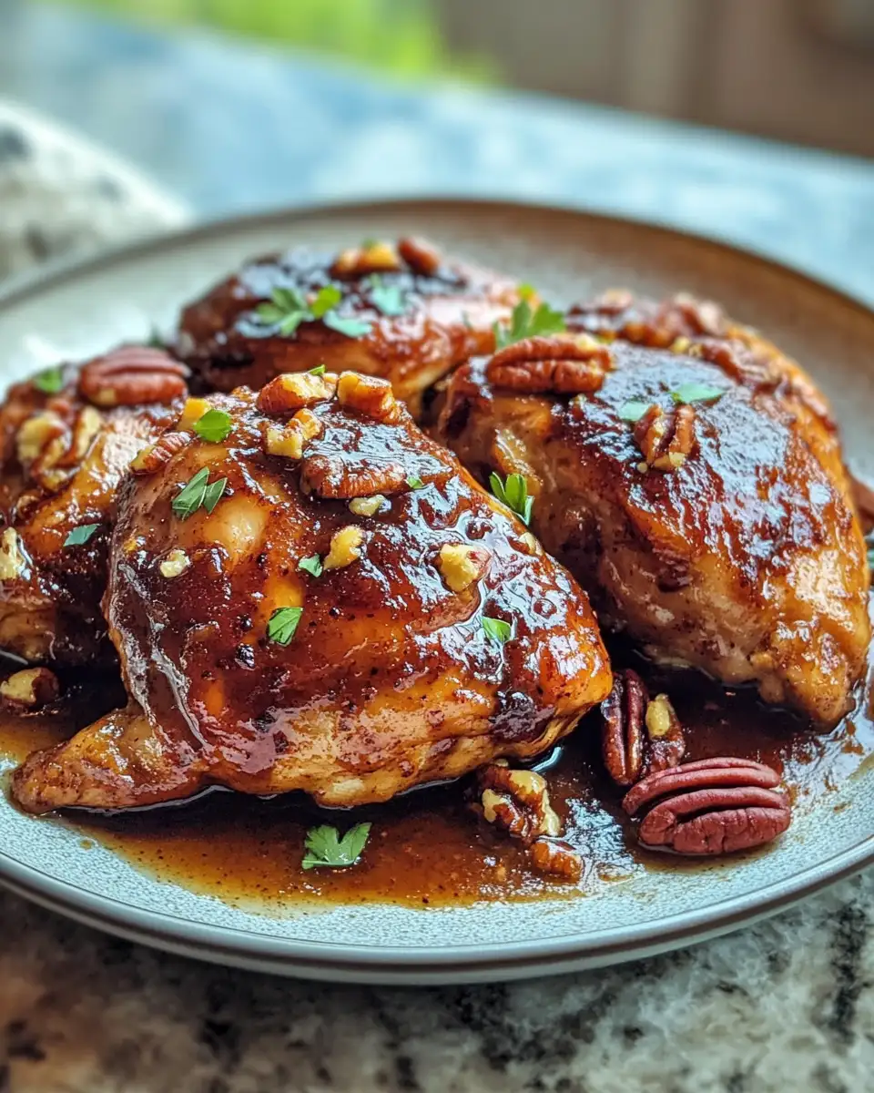 Final dish - Savor the Sweet and Smoky Delight of Maple Bourbon Pecan Chicken